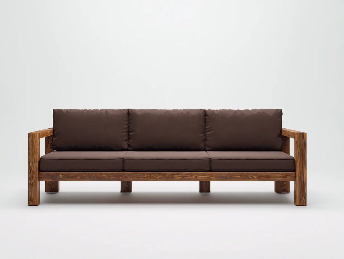 Dreisitzer-Sofa aus Holz 224×84×82 cm – Braun Dunkelbraun – offener Rahmen