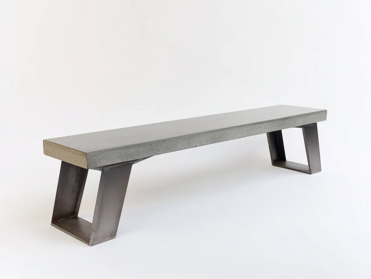 Gartenbank 190×42×44 cm Beton Grau - industrielle Sitzbank mit offenem Metallgestell