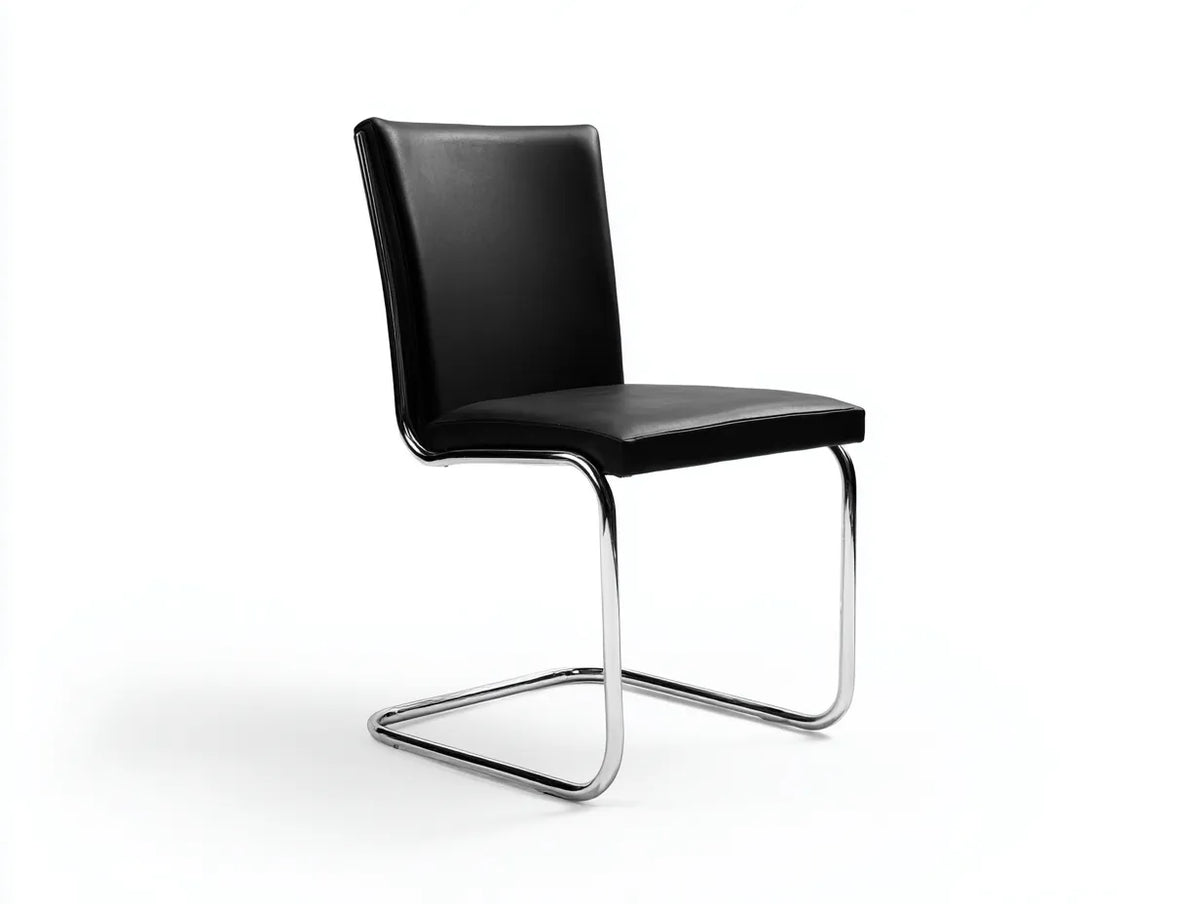 Esszimmerstuhl Kunstleder 52×58×87 cm Schwarz Silber - moderner Freischwinger für das Esszimmer