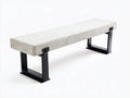 Gartenbank Beton 185×42×45 cm - Grau/Schwarz - geradliniges Industriedesign für den Außenbereich