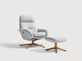 Sessel mit Hocker 82×86×103 cm Stoff Hellgrau/Holz - ergonomisches Design mit Drehgestell