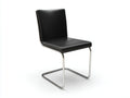 Esszimmerstuhl mit Lederoptik und Stahl 48×56×89 cm – Schwarz Silber – moderner Freischwinger