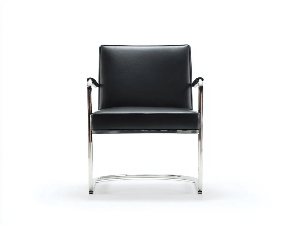 Esszimmerstuhl Leder 58×62×82 cm - Schwarz - moderner Armlehnstuhl für Essbereich