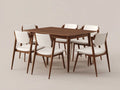 Tisch-Und-Stuhlset Esszimmer Holz 200×100×76 cm - Braun - eleganter Essbereich mit Stoffstühlen