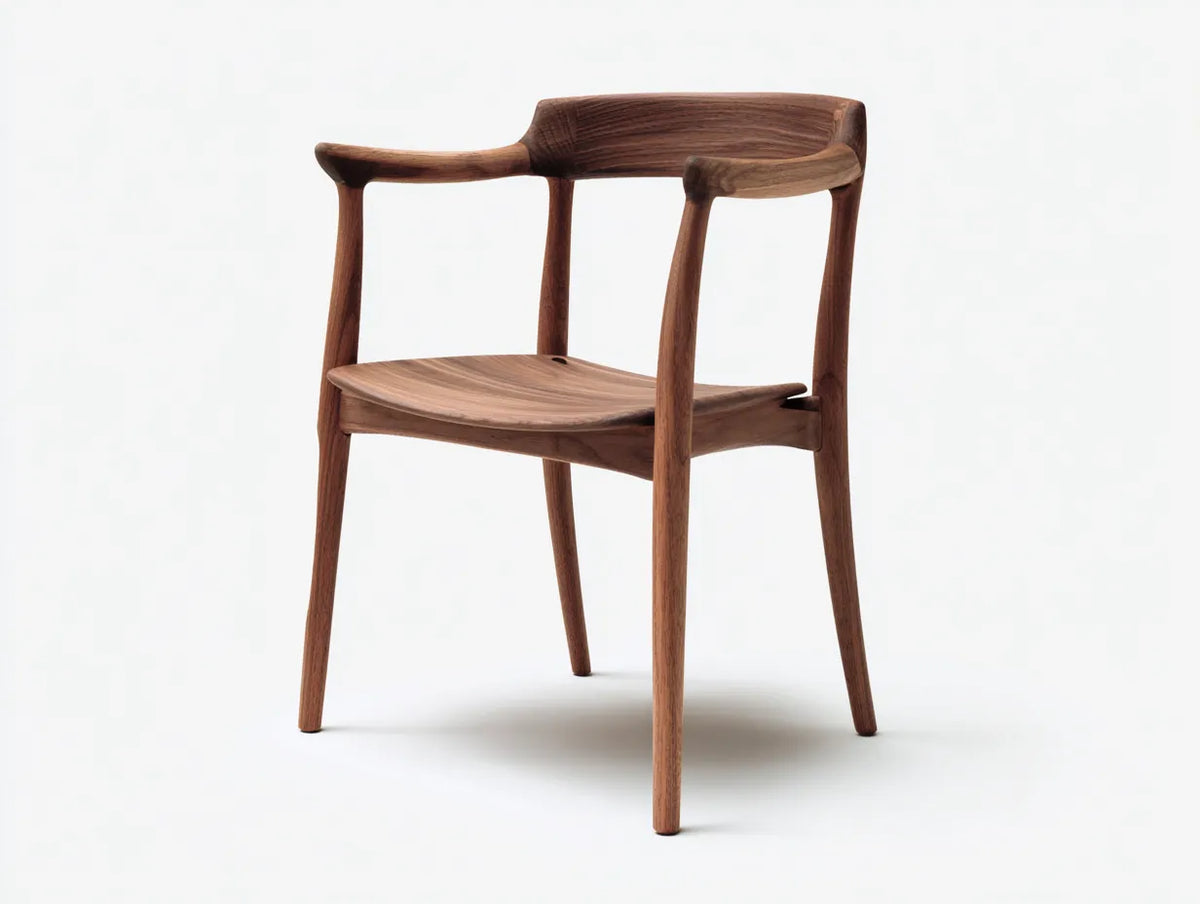 Esszimmerstuhl Walnussholz 56×55×78 cm Braun - Armlehnenstuhl im organischen Design