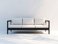 Sofa Wohnzimmer Holzrahmen 220×88×80 cm - weiß schwarz - minimalistisches Design mit Polsterung