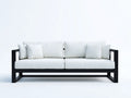 Sofa 218×84×79 cm Metall Weiß/Schwarz - modernes 3-Sitzer-Sofa mit breitem Rahmen