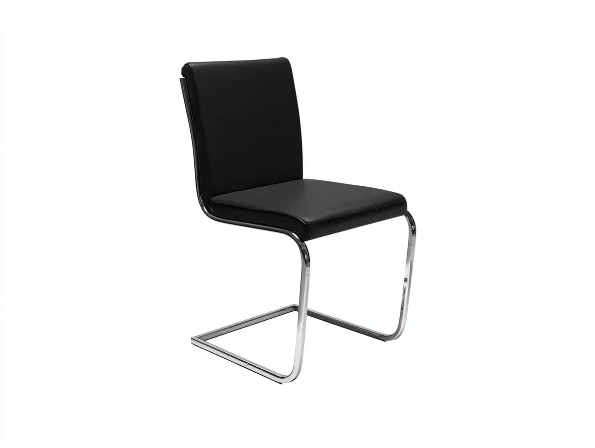 Esszimmerstuhl Kunstleder 50×57×86 cm Schwarz Silber - schlanker Freischwinger mit hoher Rückenlehne