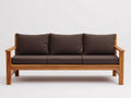 Wohnzimmer-Sofa aus Holz 218×80×85 cm – Braun Dunkelbraun – schlanke Dreisitzerform