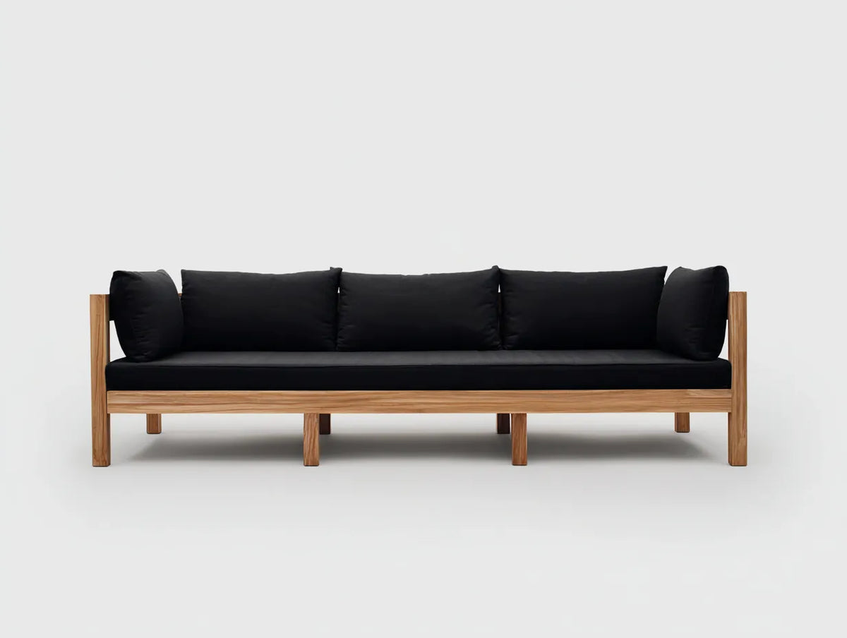 Sofa Wohnzimmer Holz 240×85×82 cm - schwarz - modernes Sitzmöbel mit Holzrahmen