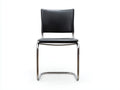 Esszimmerstuhl Leder 55×58×82 cm - Schwarz - moderner Freischwinger für Essbereich