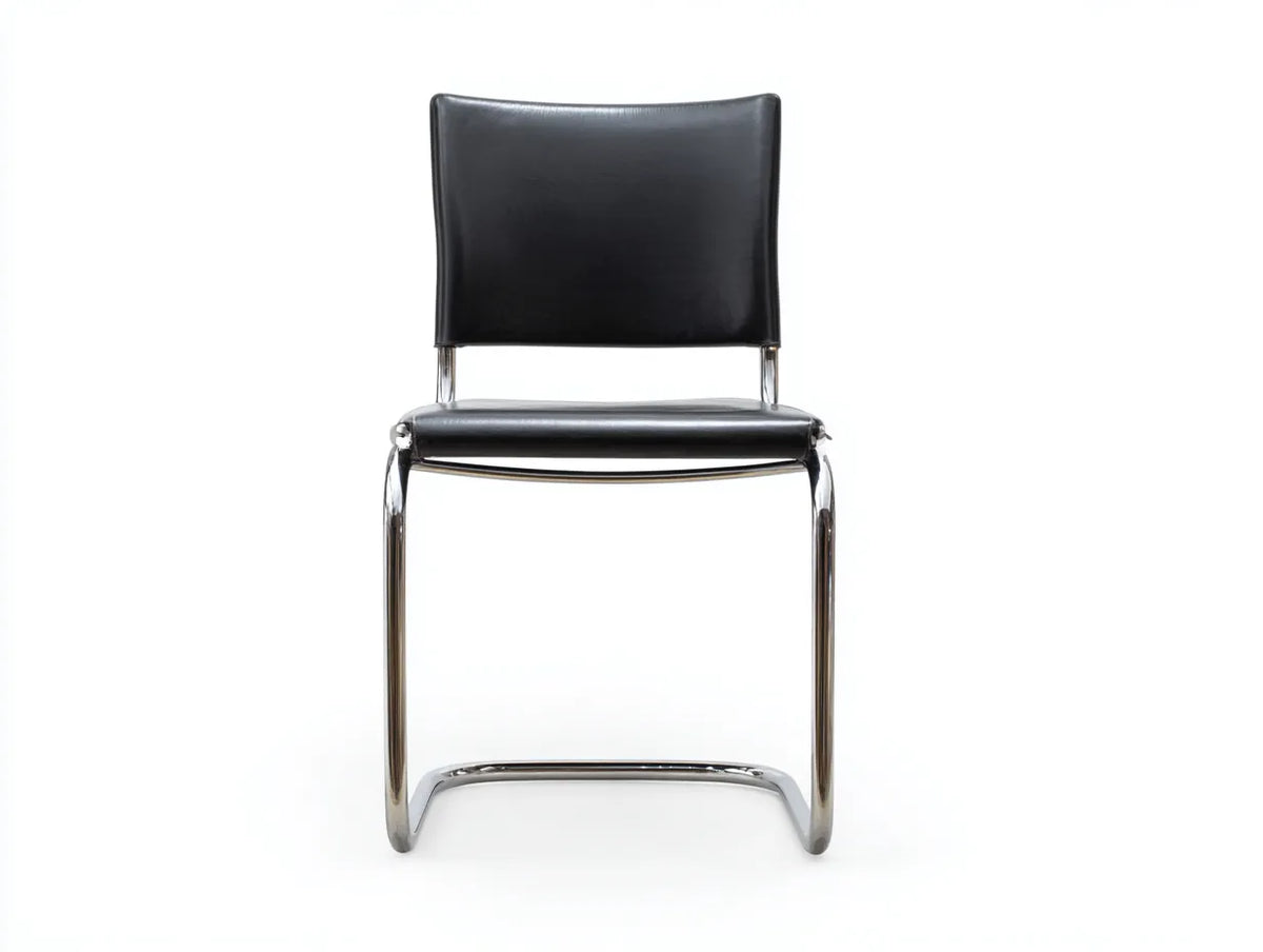 Esszimmerstuhl Leder 55×58×82 cm - Schwarz - moderner Freischwinger für Essbereich