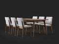 Tisch-Und-Stuhlset Esszimmer Holz 220×100×76 cm - Walnuss - modernes Esszimmermöbel Set