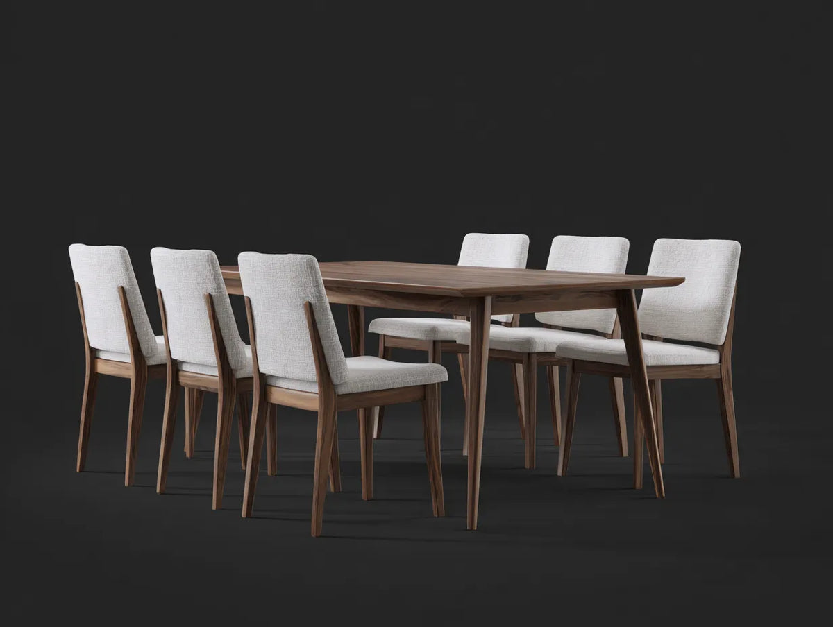 Tisch-Und-Stuhlset Esszimmer Holz 220×100×76 cm - Walnuss - modernes Esszimmermöbel Set