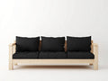 Sofa 215×82×78 cm Holz Schwarz - geradliniges 3-Sitzer-Design für das Wohnzimmer