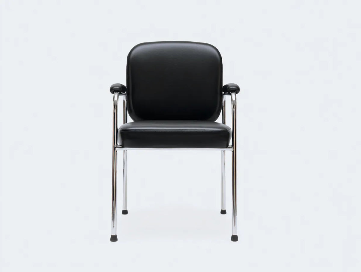 Esszimmerstuhl mit Armlehnen und Stahl 55×58×84 cm – Schwarz Silber – gepolsterter Komfortstuhl