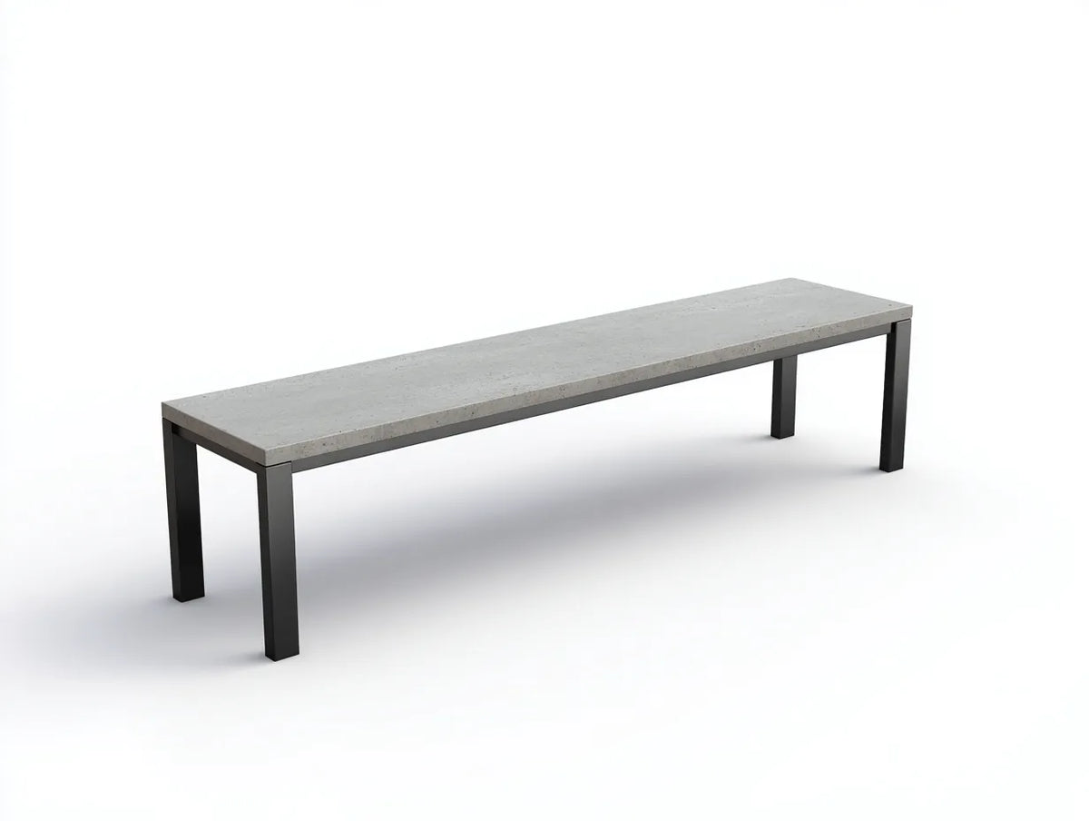 Gartenbank 180×40×45 cm Beton Grau/Schwarz - minimalistische Sitzbank für den Außenbereich