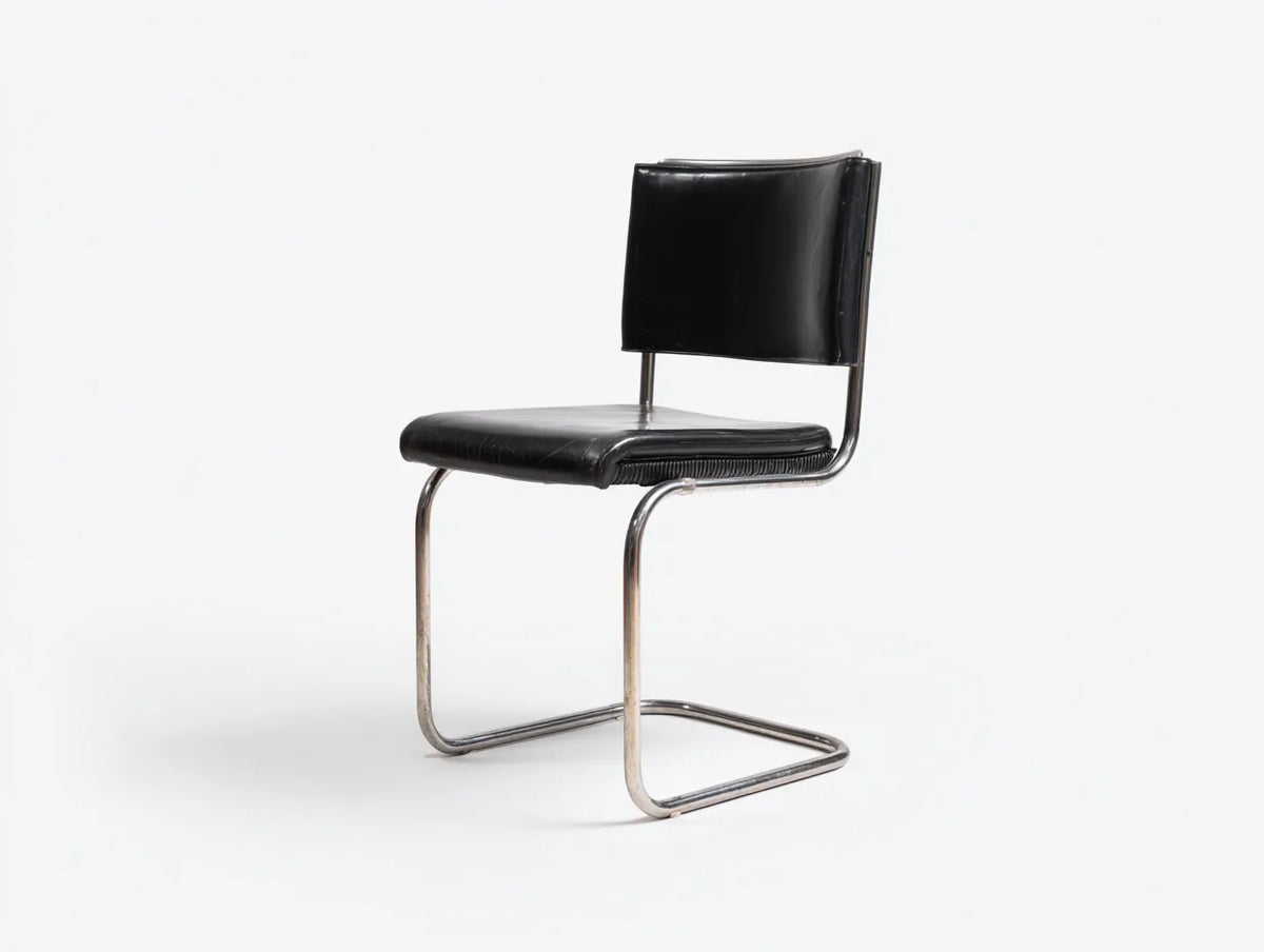 Esszimmerstuhl Leder 68×62×88 cm - Schwarz - klassischer Freischwinger mit eleganter Rückenlehne