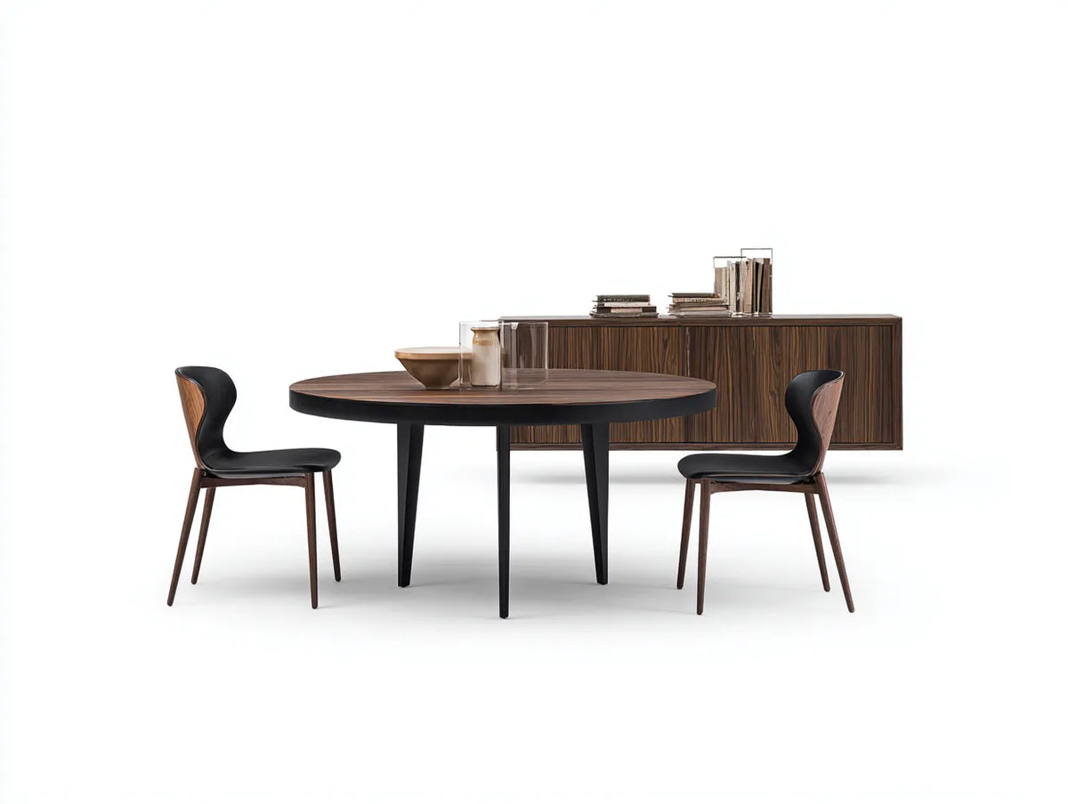 Tisch- und Stuhlset 120×120×75 cm Braun Schwarz - runder Esstisch mit 2 Stühlen