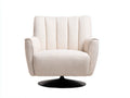 Sessel 83×86×88 cm Stoff Beige/Schwarz - gepolsterter Drehsessel mit breiter Rückenlehne