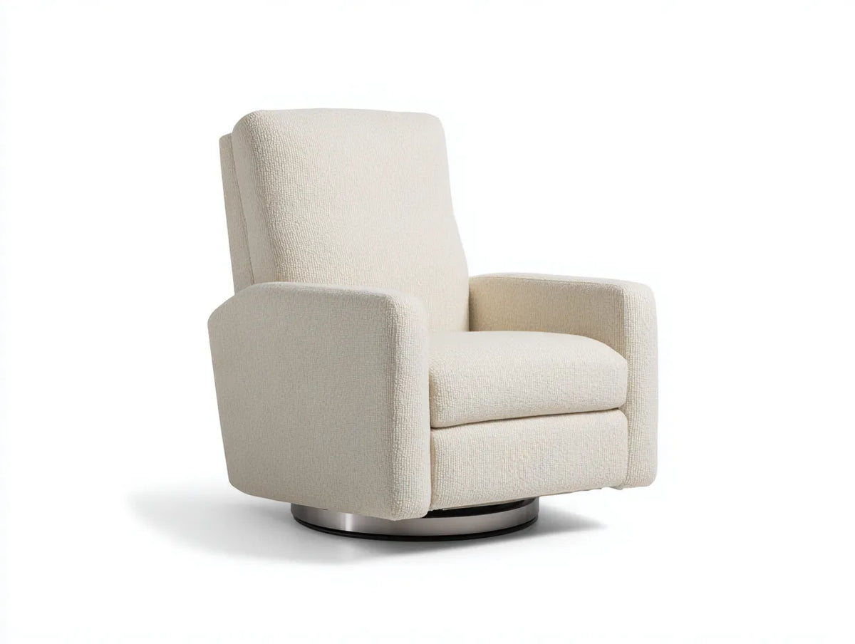 Sessel 81×89×94 cm Stoff Creme/Silber - moderner Drehsessel mit hoher Rückenlehne