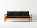 Sofa Wohnzimmer Holz 210×88×80 cm - schwarz - skandinavisches Sitzmöbel mit Holzstruktur