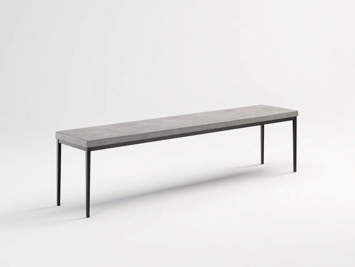 Gartenbank 180×40×45 cm - Steinoptik grau - Außenbank modern minimalistisch